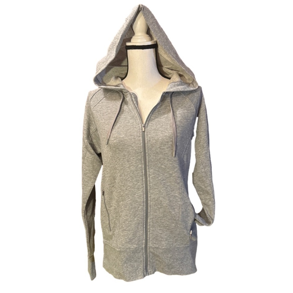 NWT 2(X)IST Heather Grey Athletic Fitted Knit Hooded Full Zip Hoodie Jacket